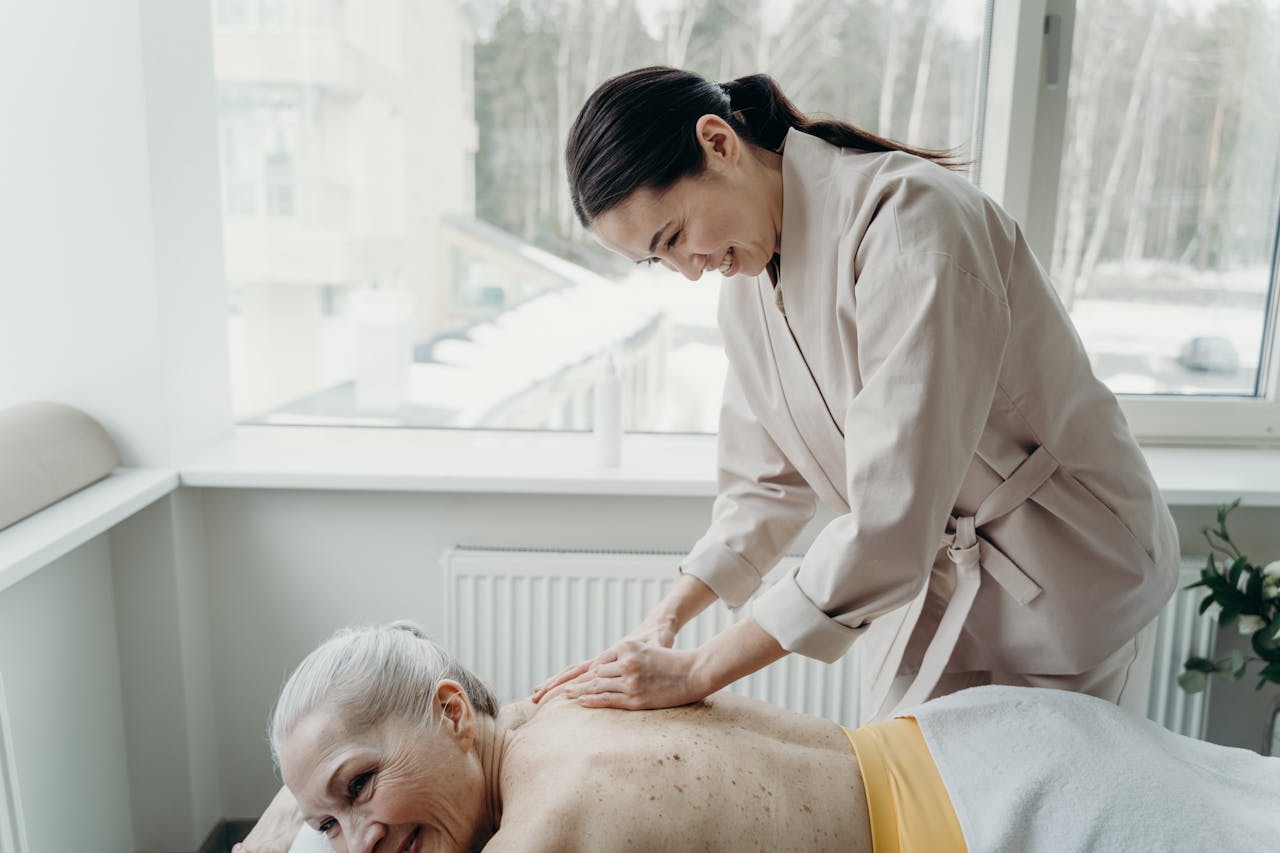 A Woman Doing Back Massage